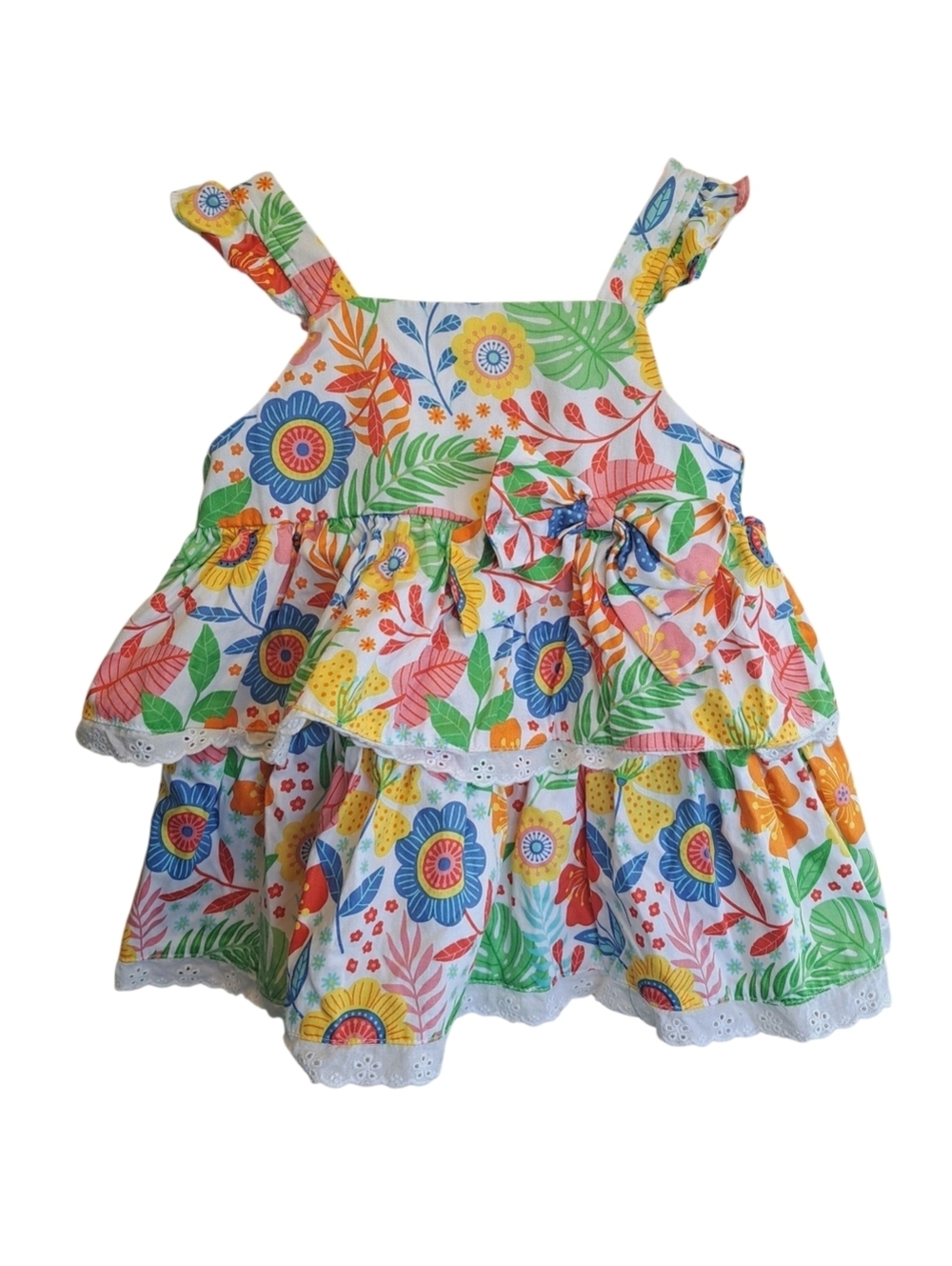 Good Lad Colorful Ruffle Dress With Abstract Floral Print Size 3T Summer Spring